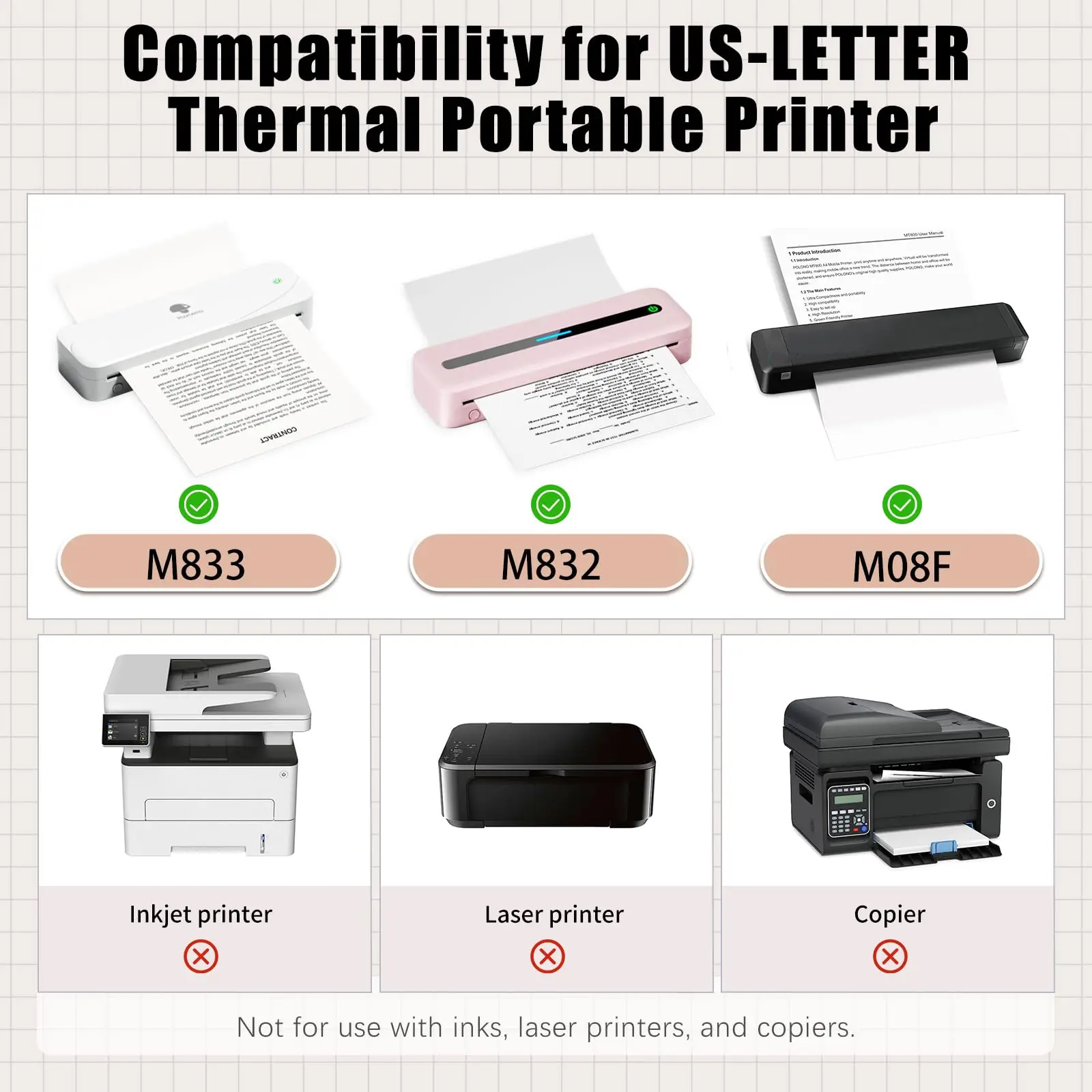 Phomemo A4 Thermal Paper M08F M832 Thermal Printer Folding Paper Compatible with M08F M832 M833 M835 Portable Mini Printer