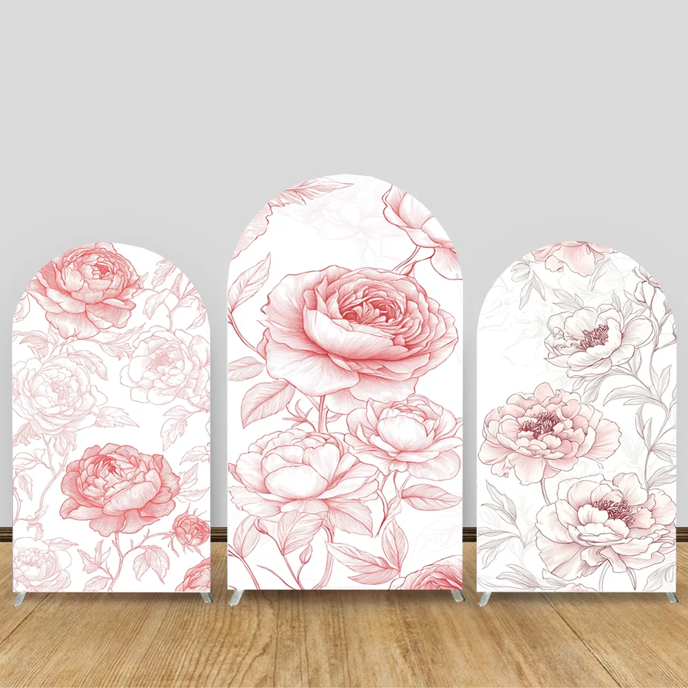 

Pink Floral Arch Backdrop Cover Bride To Be Parties Decors Arch Spandex Cover Toile Bridal Baby Shower Girls Props