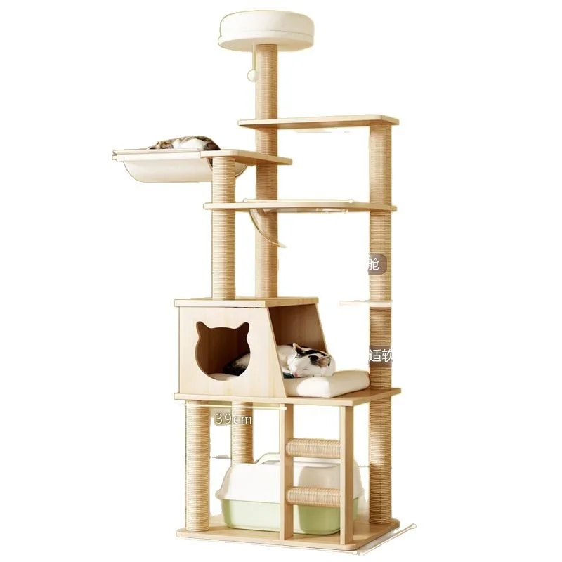 

Cat climbing frame Solid wood large climbing frame Universal tree in all seasons Space capsule Sisal scratching boar
