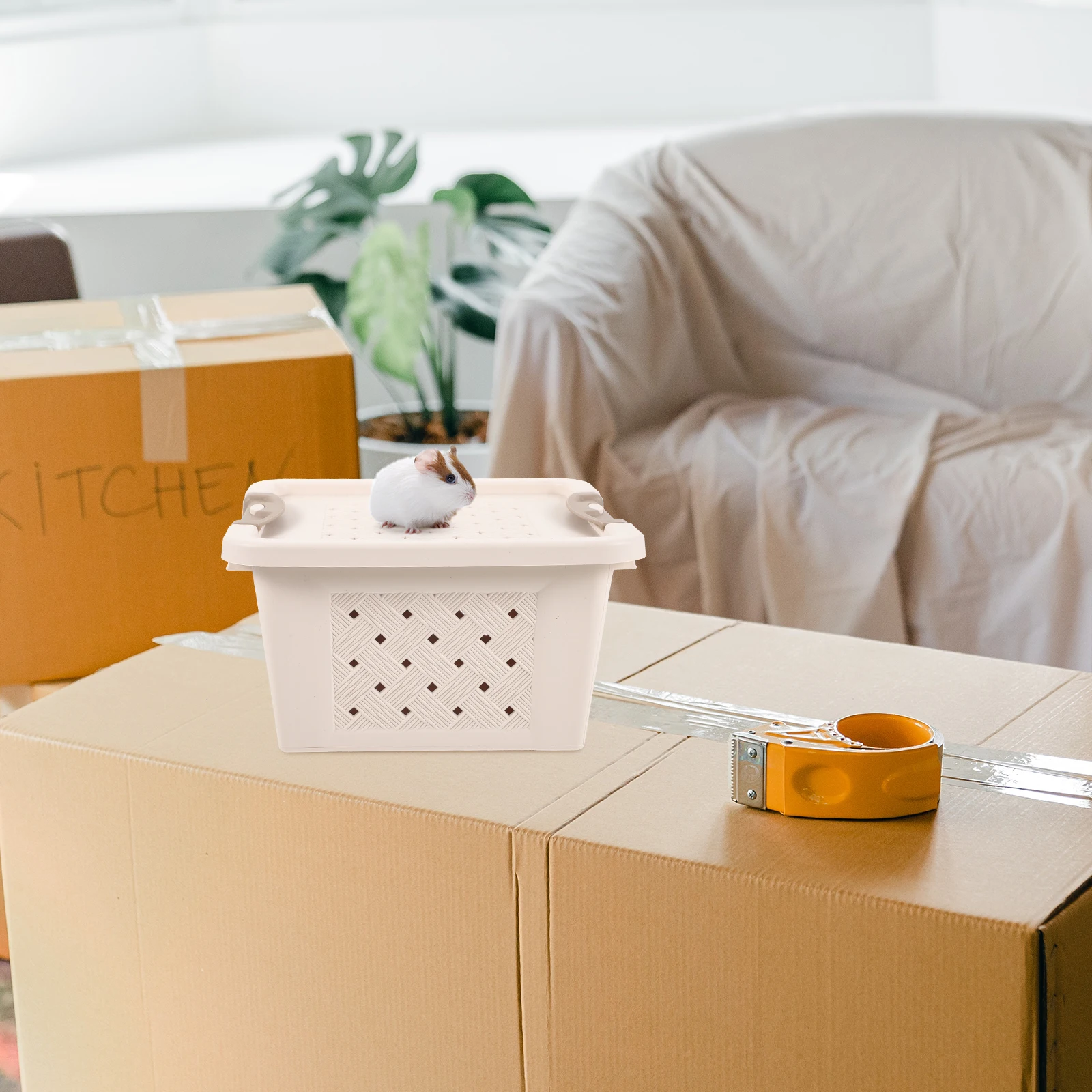

Pet Transport Box Small Animal Carriers Plastic Hamster Cage Guinea Pigs Cages Travel Breathable Storage Packing Pet
