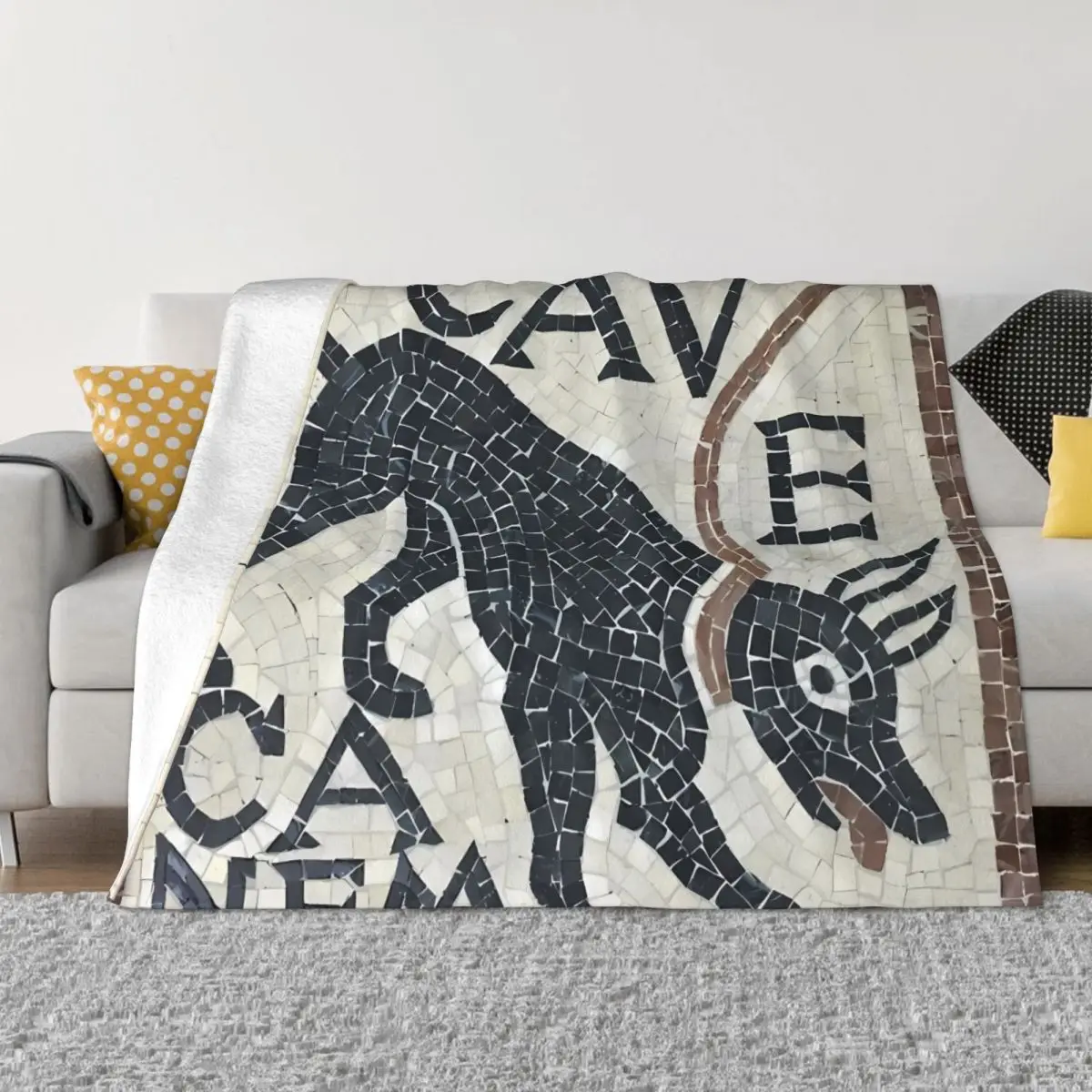 

Ancient Romans Cave Canem Mosaic Portable Warm Throw Blankets for Bedding Travel