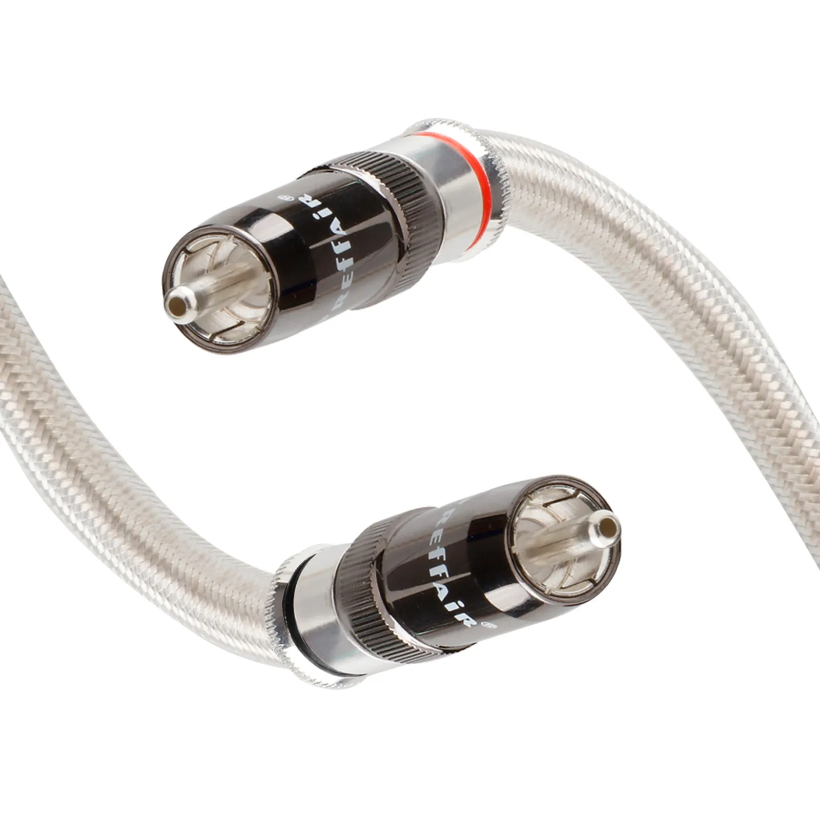 Pure Silver 99.998% Core RCA Audio Interconnect - High-Clarity PTFE+PE Insulation, 0.8mm OD, Silver-Plated Shielding, Ideal for