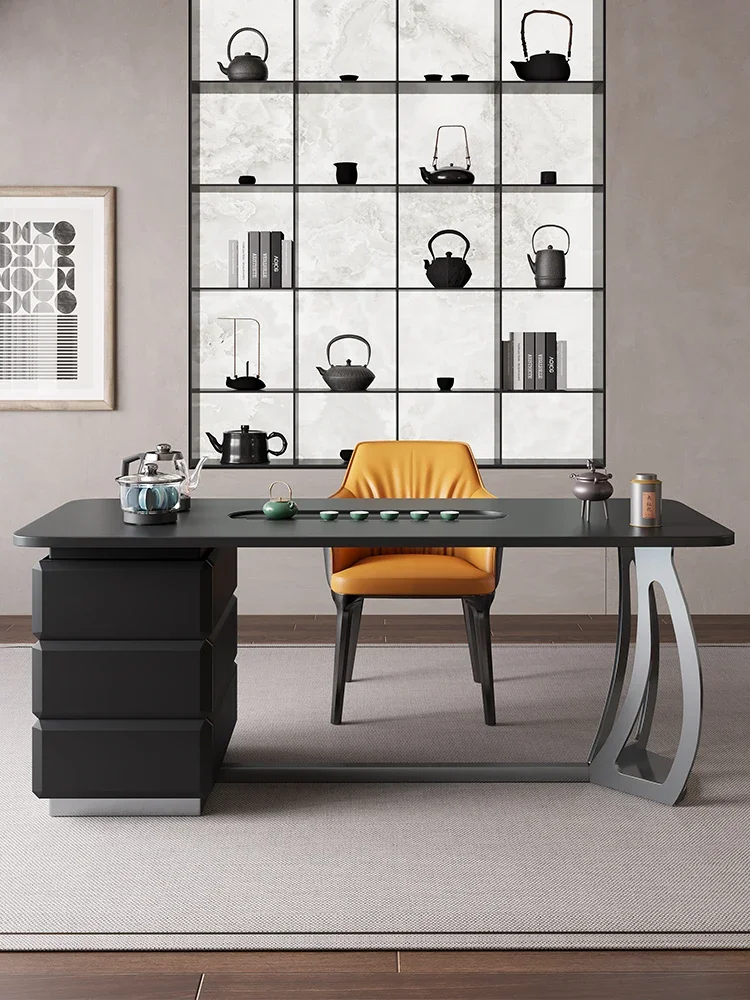 ZZXL Stone Plate Kombucha Desk with Kettle Double-Use Tea Table