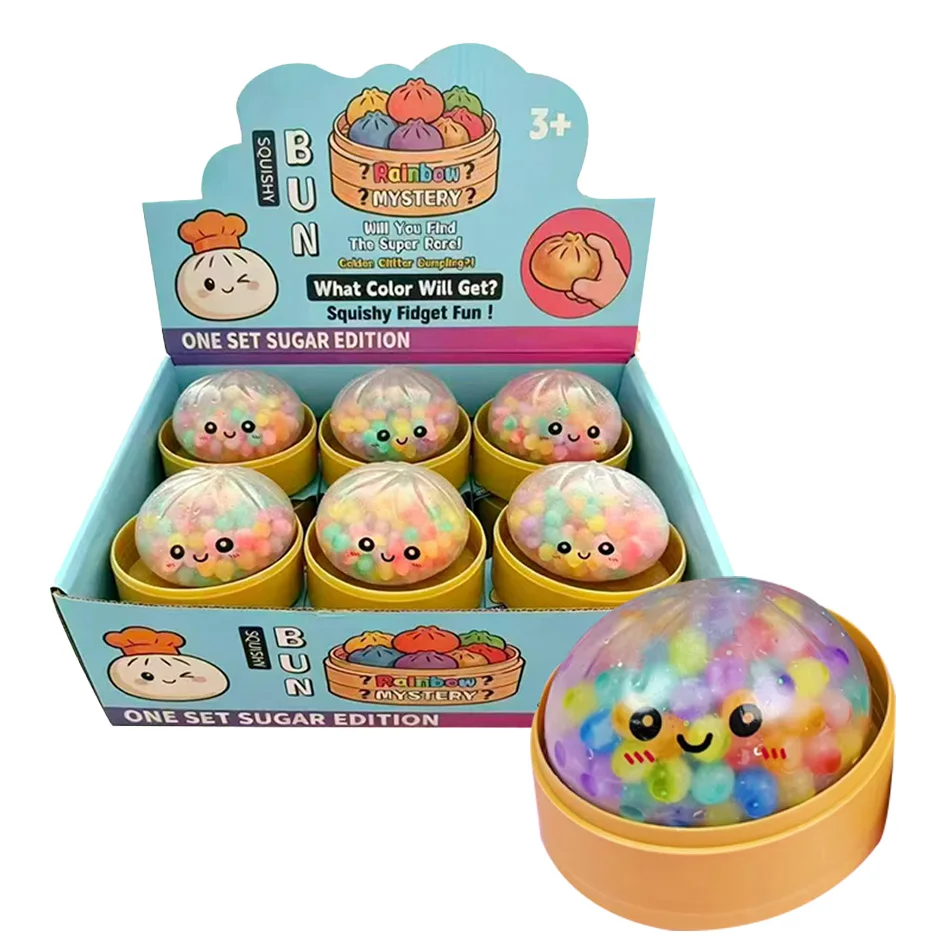 

Colorful Dumpling Stress Ball Cute Sensory Squeeze Bun Toy Realistic Steamed Buns Elastic Desktop Toy Squeezable Dough Ball Toy