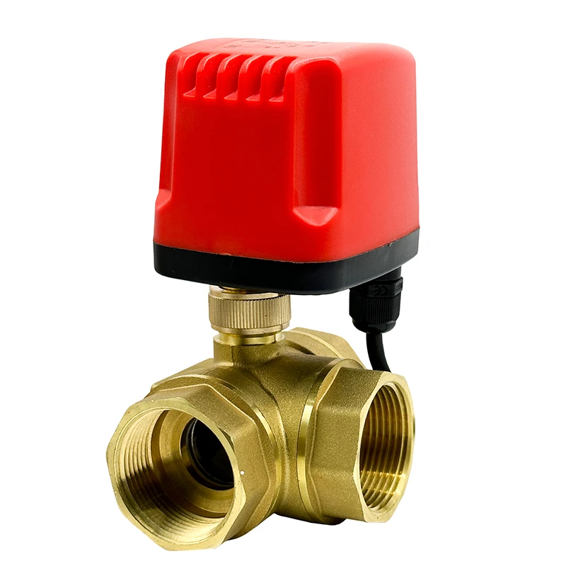 1-1/4“ 3 Way Waterproof Motorized Ball Valve Electric Ball valve Brass Ball Valve Three Line Two Way Control