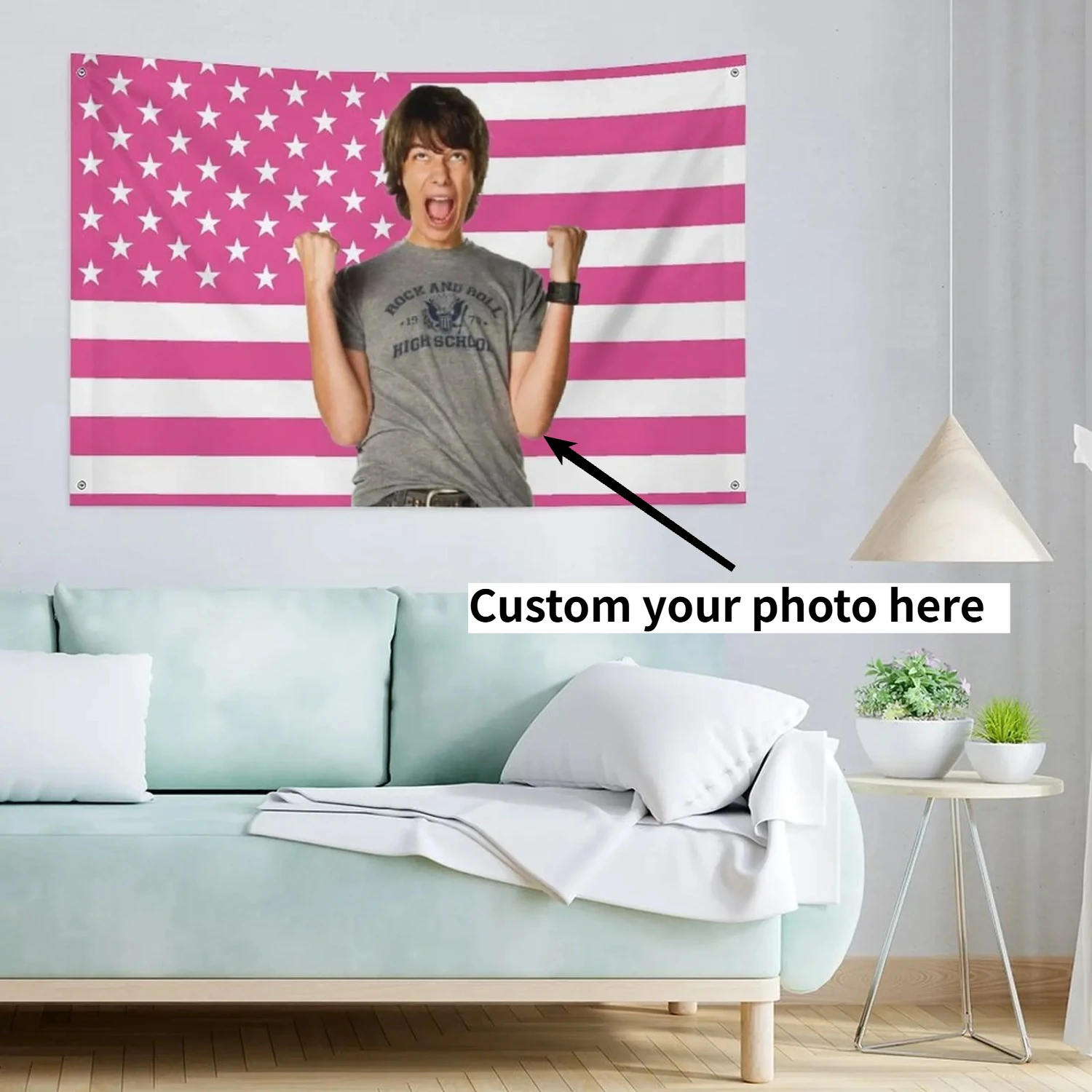 1pc Custom Pink American Flag, Personalized Design with Your Photo, Fun Bedroom Wall Flag Banner, Home Indoor Outdoor Decor