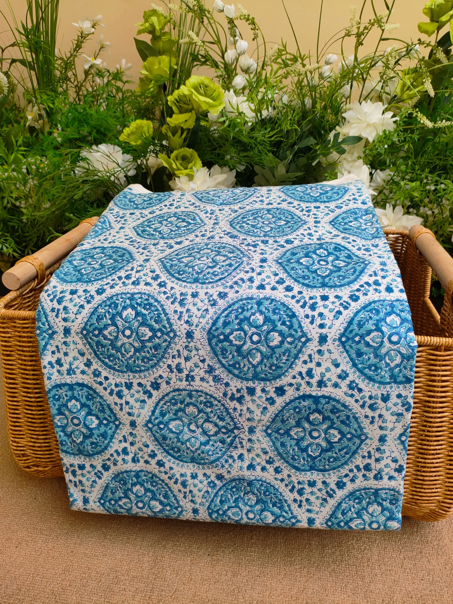 

India Block Print Vintage White and Blue Fabric Assorted Soft thin Cotton Quilt Fabric DIY Craft Sewing Handmade Accessory