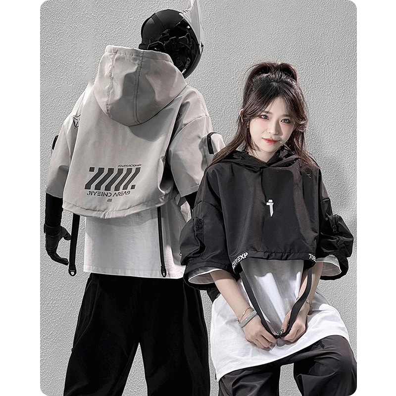 Unisex Four Seasons Functional Style Hooded Shawl High Street Casual Hiphop Trendy Tops Men'S Clothing Streetwear Dark Harajuku