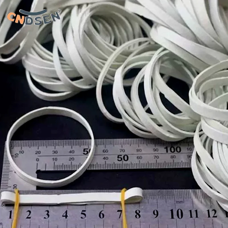 Width 5mm White High Elasticity Rubber Bands Fasteners Stretchable Sturdy Rubber Ring Dia 15~60mm