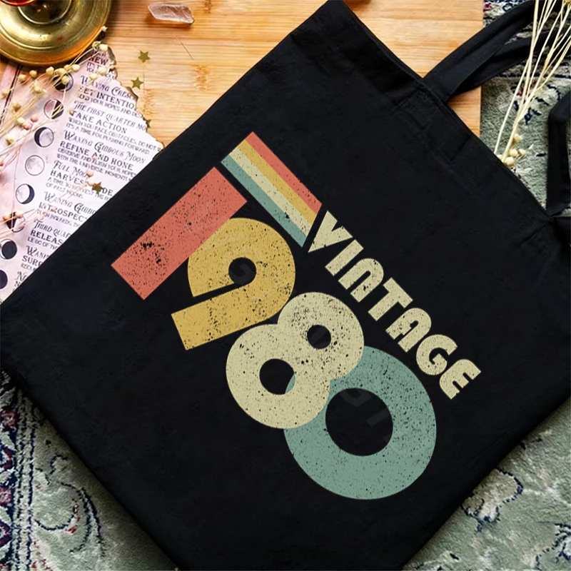 Vintage 1986 40th Birthday Shoulder Bag Women Men Eco Durable Shopping Bag Casual Retro 1980 To 1989 Canvas Classics Tote Bags