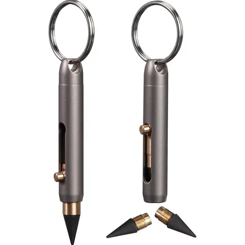 Mini Titanium Alloy Infinity Pencil, Inkless Writing Tool with Graphite Tip, 2.32 Inch Open Length Keychain Design