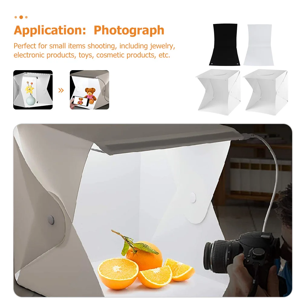 

1 set Led Light Box Photography Tent Kit With Black White Backdrops For Jewelry Electronics Photo Lighting