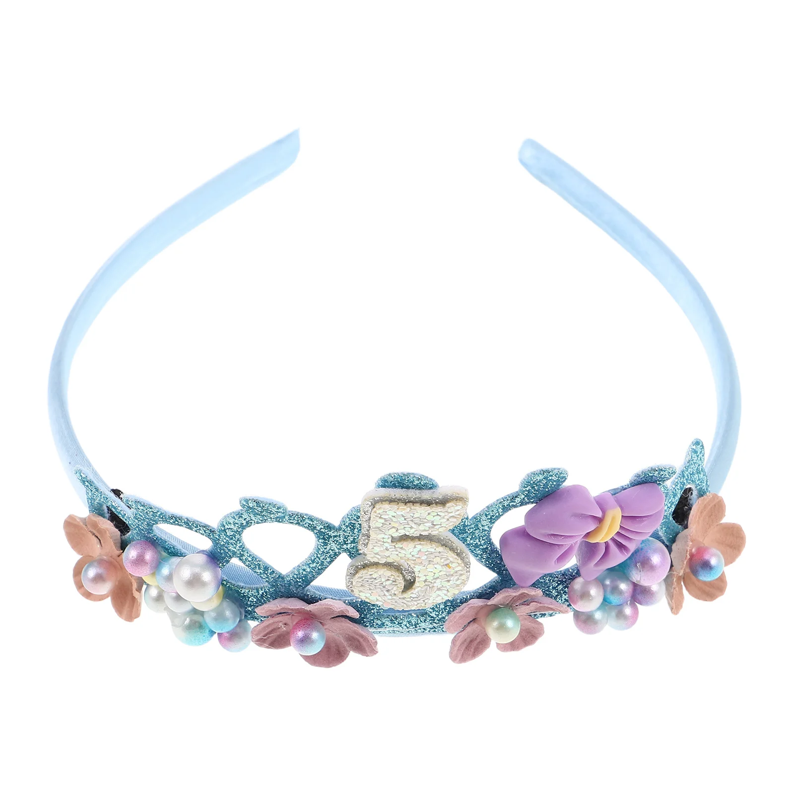 

Girls Birthday Crown Headband Princess Tiara Hair Accessory Toddler 5th Birthday Party Dress-Up Kids Flower Crown