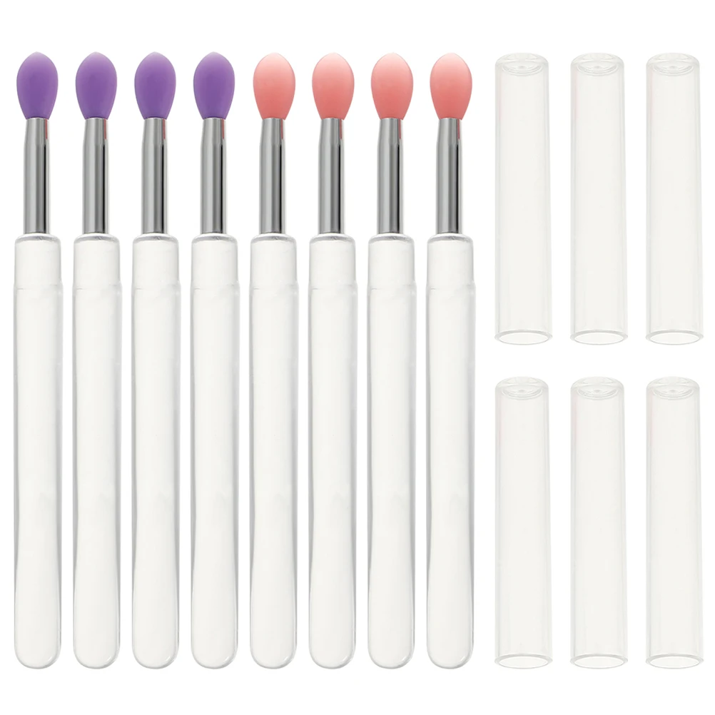 6 uds cepillo de silicona máscara de labios con tapa paleta cubre aplicador de maquillaje en barra para labios