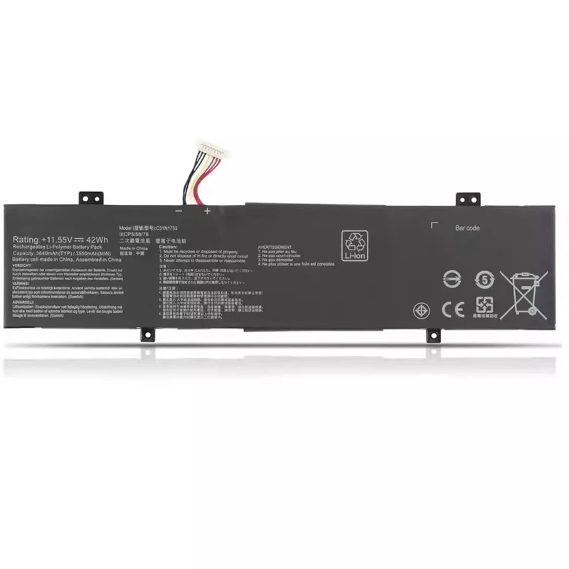 

Аккумулятор C31N1733 для ноутбуков ASUS Vivobook Flip 14 TP412FA TP412UA Series, модели TP412FA-EC223T TP412UA-EC113T, 11.55В 42Вт·ч