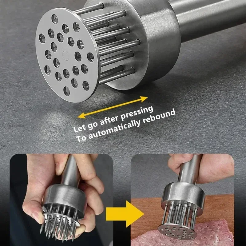  F-593 304 Stainless Steel Pine Meat Needle Steak Tool Buckle Pork Spreader Hole Break Meat Needles Broken Meat Tool