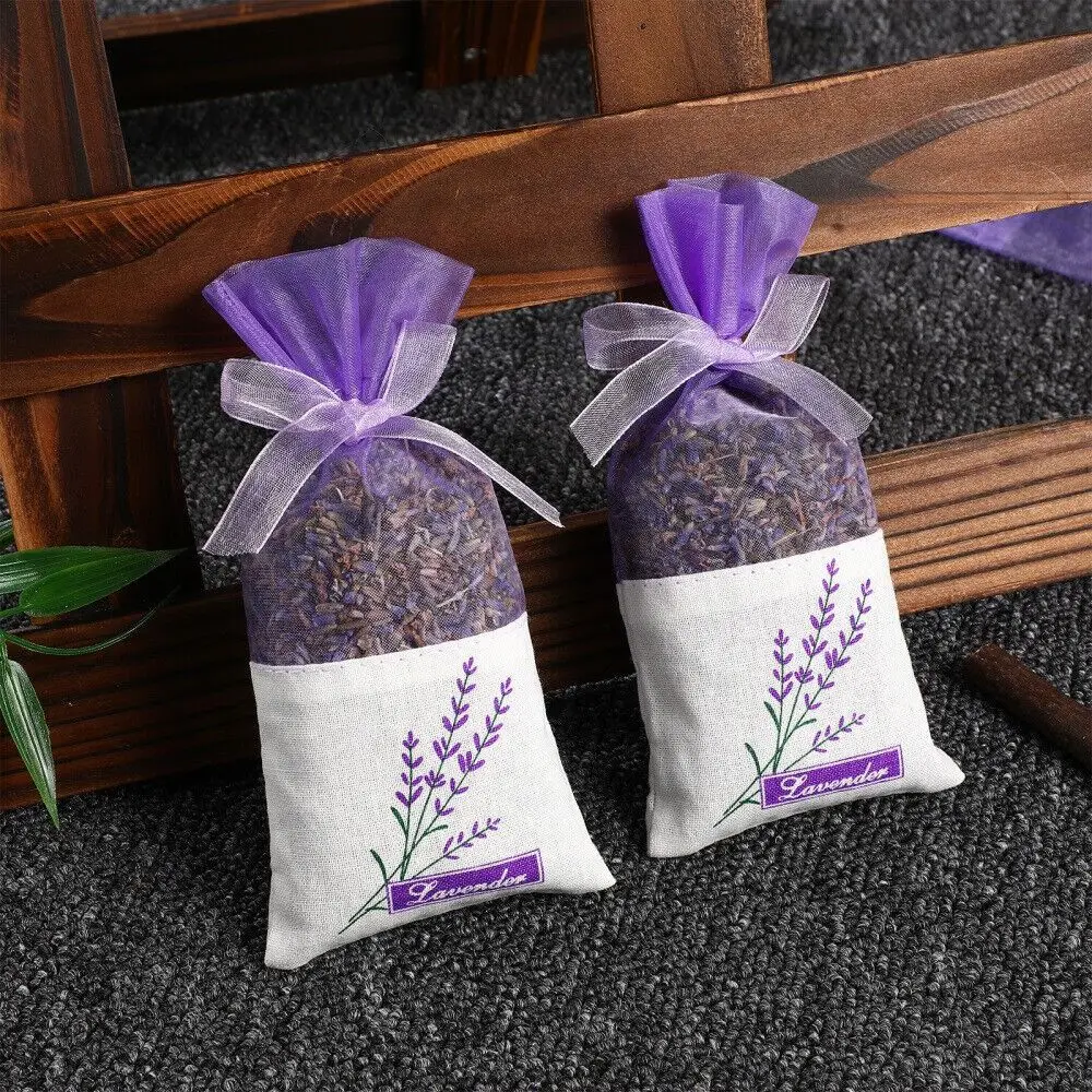 10/20PCS Drawstring Mesh Lavender Bags Indoor Deodorizing Purple Gauze Ribbons Empty Sachet Bags Premium Cotton Muslin