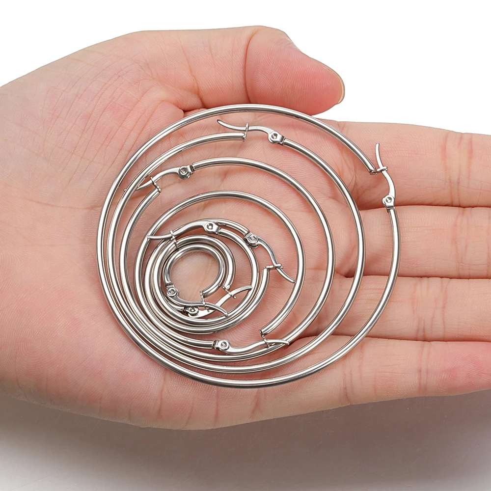 10pcs 15 20 25 40mm Earring Hooks Base Ear Ring 316L Stainless Steel Open Hoop Earrings Circle for Jewelry Making DIY Components