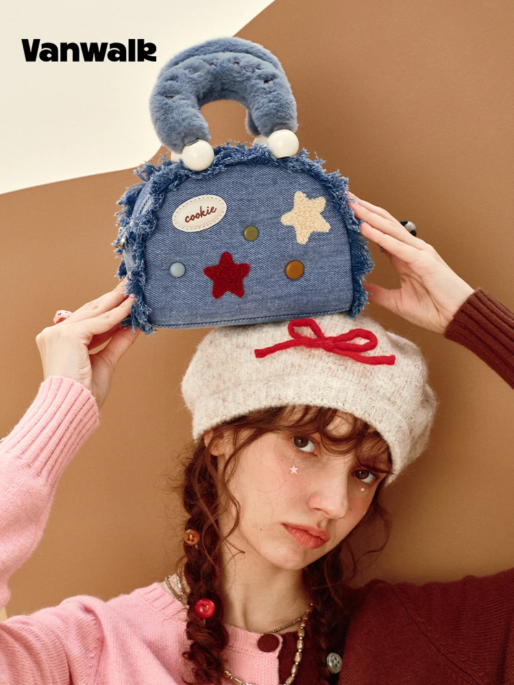 Borsa a tracolla versatile giapponese retrò Kawaii autunno inverno in peluche elegante dolce ragazza pendolarismo quotidiano
