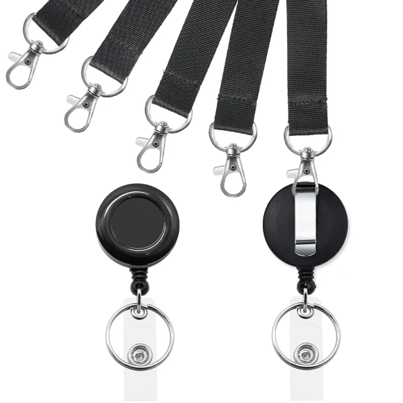 Name Card Holder Keychain Staff Accessories Badges Set Lanyard ID Card Holder Neck Strap Business Card Key Holder Landyard