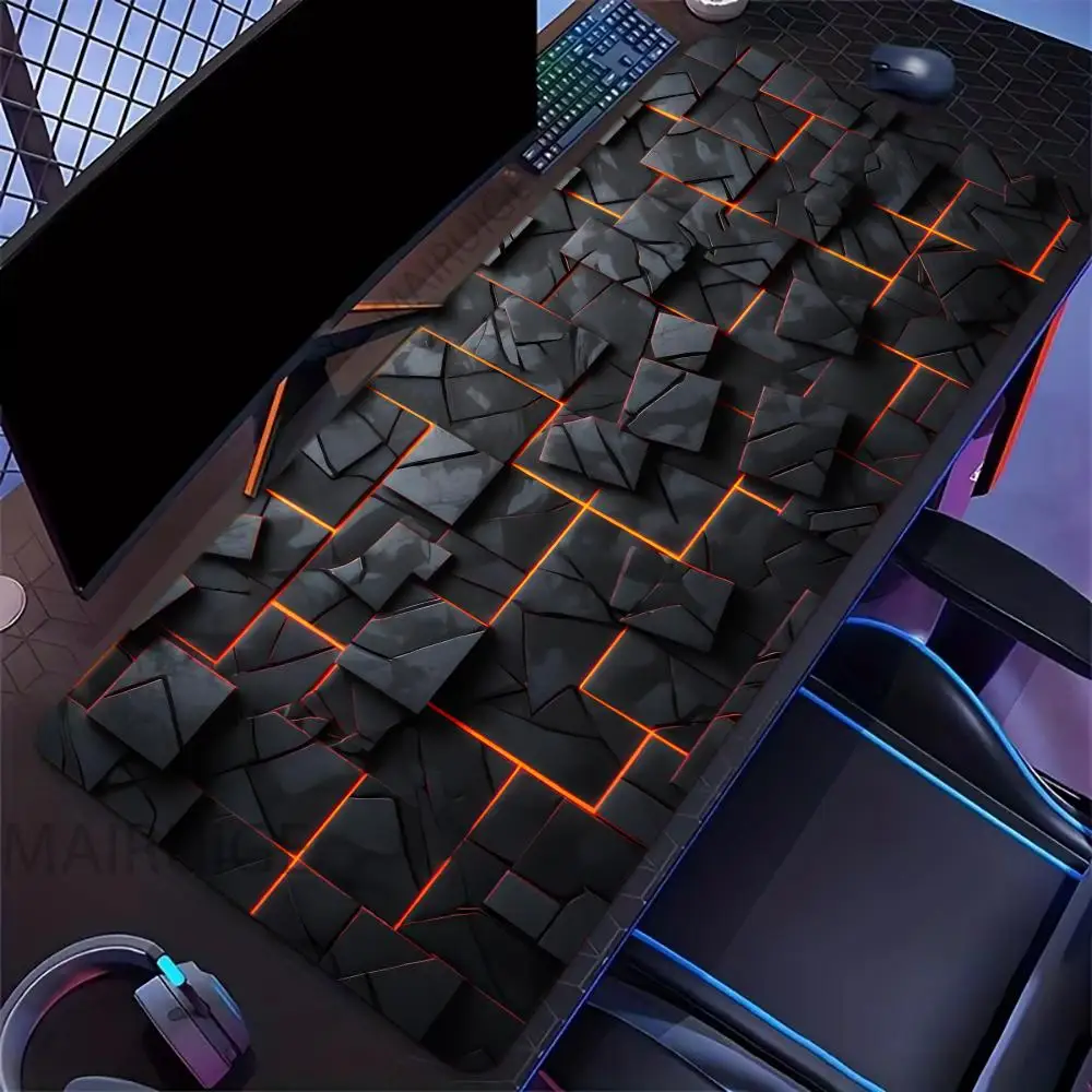 Cool 3D Blocks Mouse Pad Super Large Non-Slip Rubber Desk Mat with Stitched Edges Durable Washable Keyboard Pads for Office Home