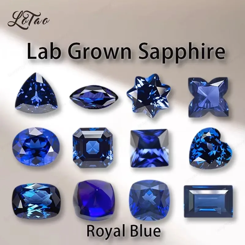 Lab Grown Sapphire Royal Blue Color Multiple Shape Charms Gemstones for Jewelry Setting&Custom Design Selectable Certificate