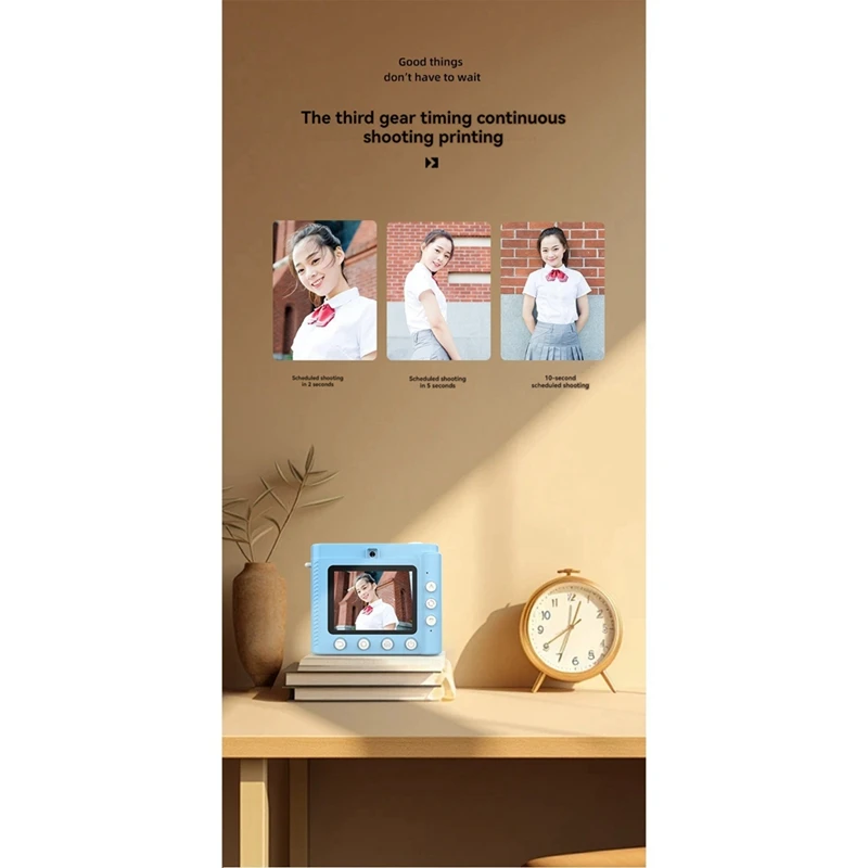 Câmera infantil P6 com impressão instantânea 1080P, câmera de vídeo com tela de 2,8 polegadas com cartão de memória