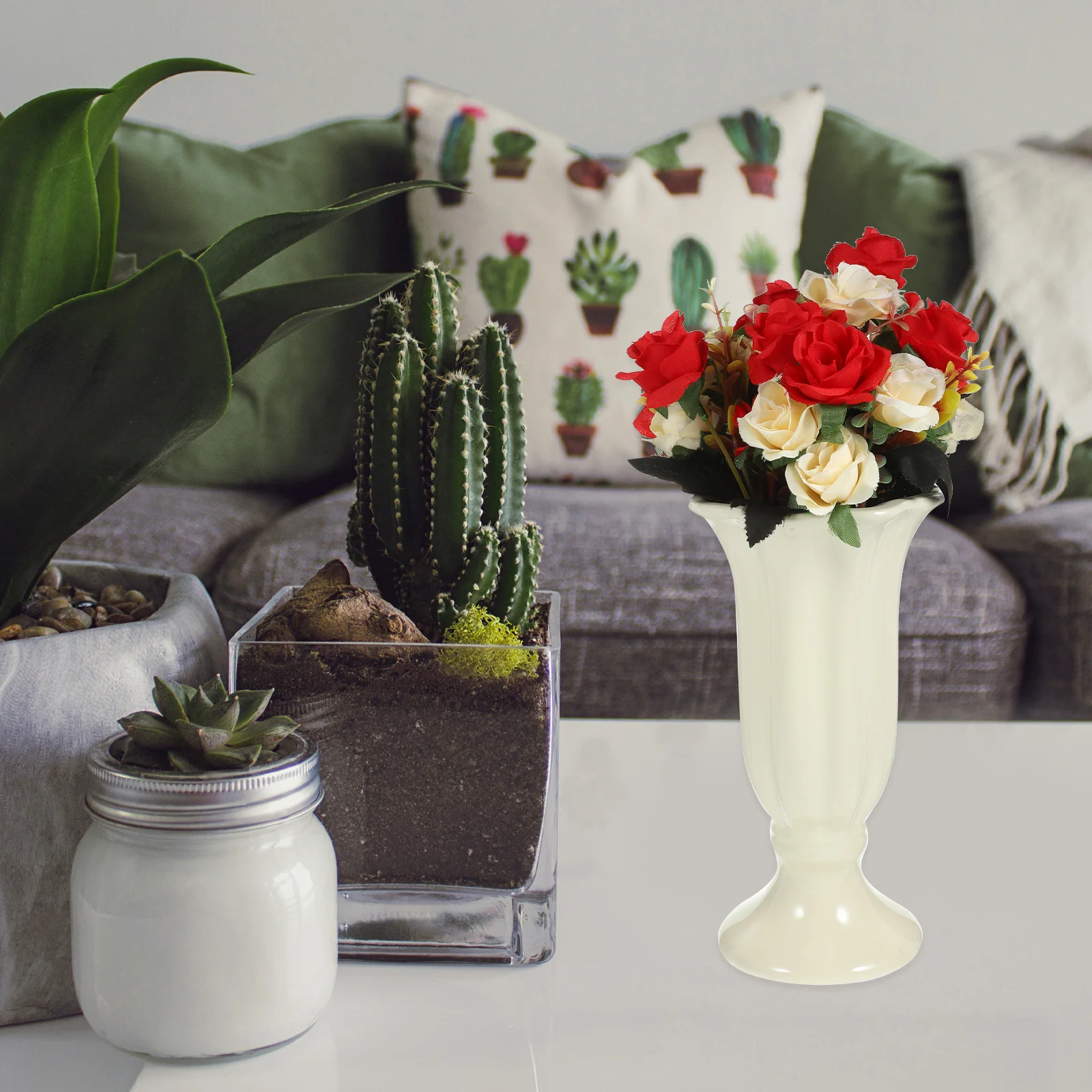 

Small Ceramic Vase Vintage Flower Arrangement Bottle for Shelf Dining Table Decor Dried Flowers Storage Modern Neutral Home