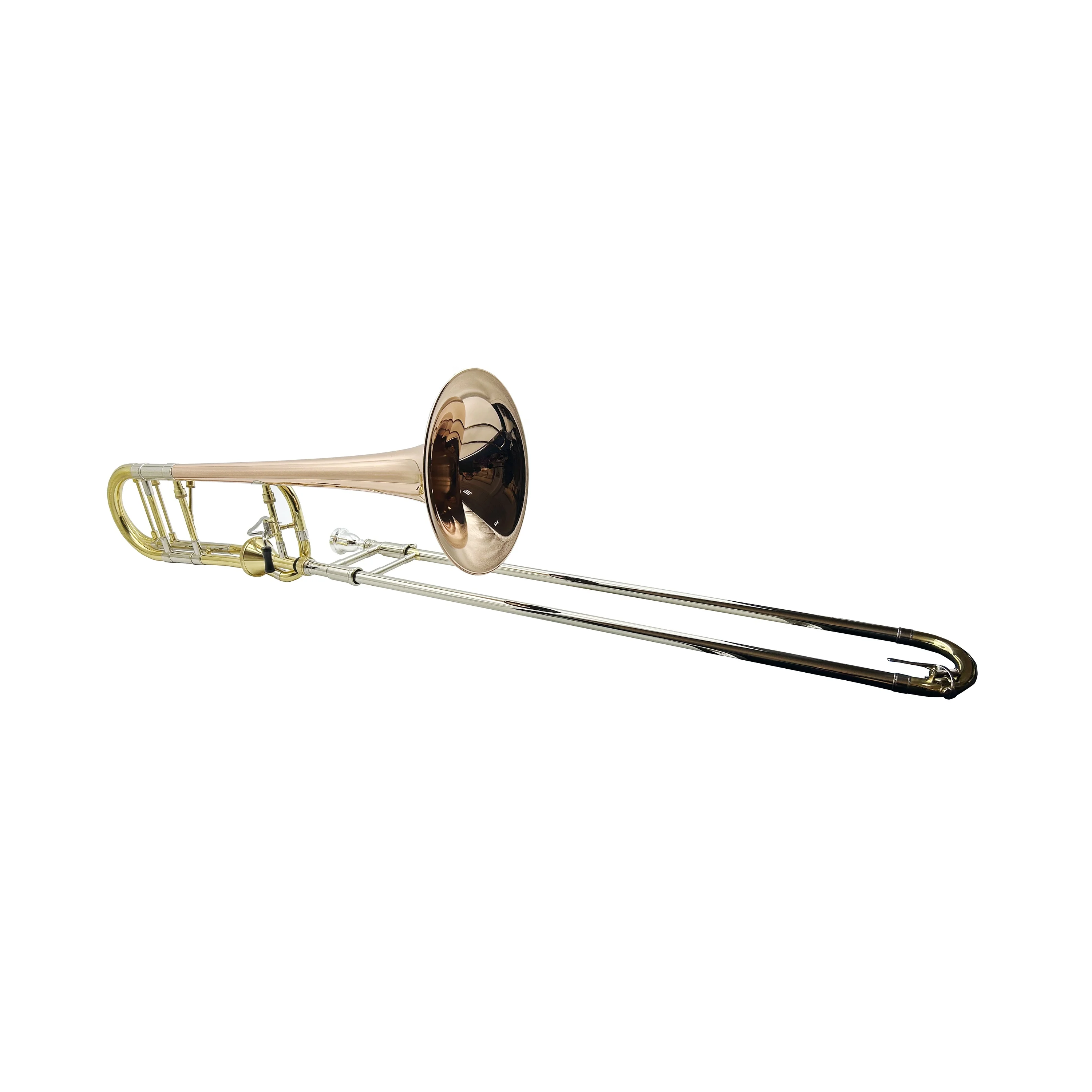 Bb/F Tenor Trombone Gold Lacquer Finish Brass Body With Thayer Valve Phosphorus Component With Included Accessories For Practice
