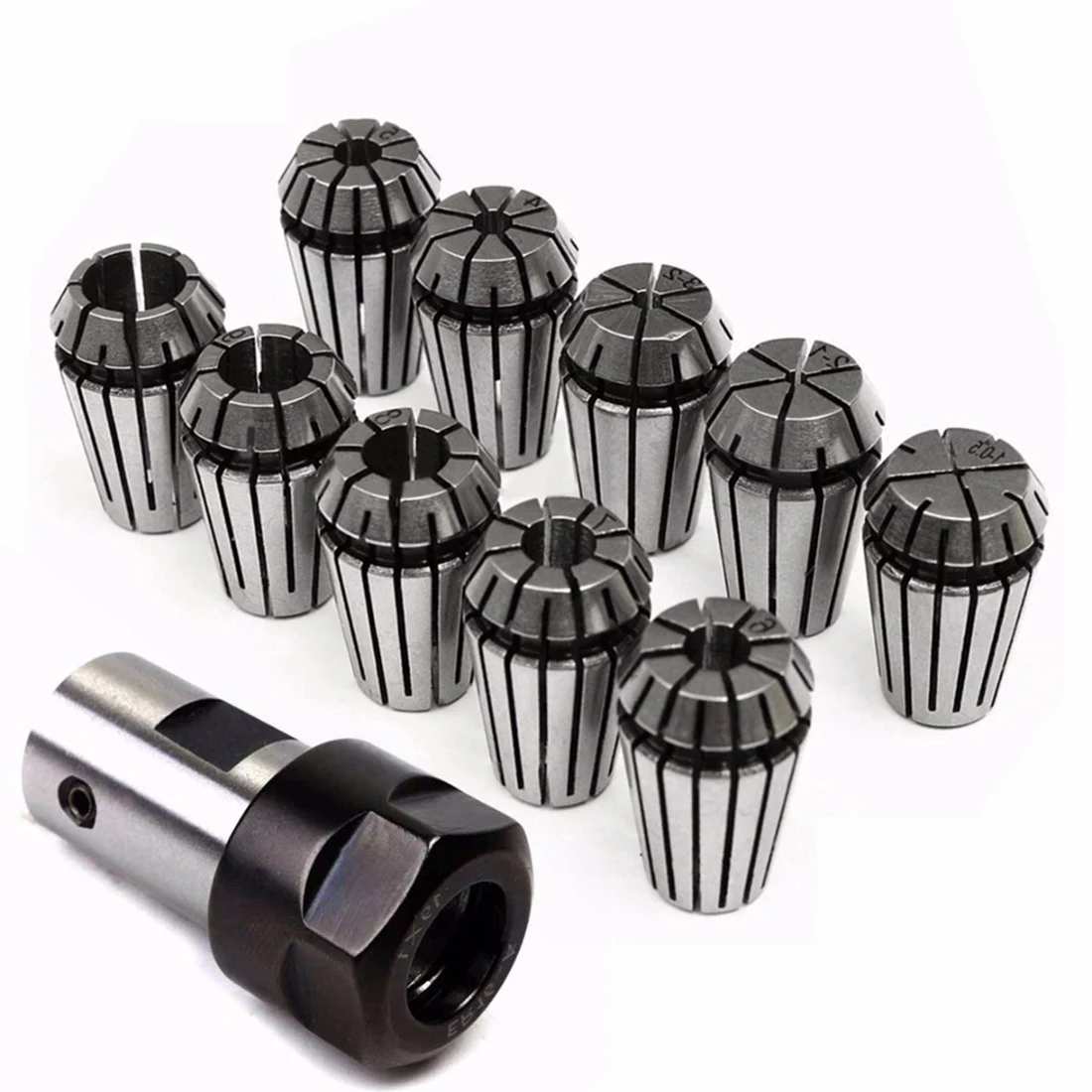 10Pcs Er16 Spring Collet with 1Pcs Motor Shaft 8mm Extension Rod Holder CNC Milling Tool Engraving Machine 1mm-10mm