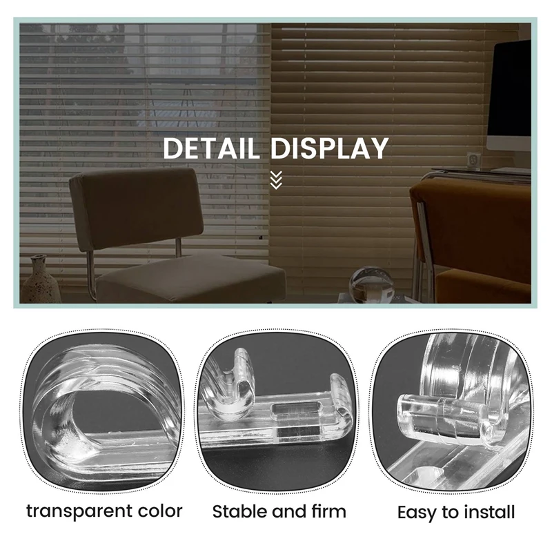 8Pcs Curtain Clear P Clips Hook,Roller Blind Clips Child Safety Chain Cord P Clip Hooks For Vertical Roman Roller Blinds