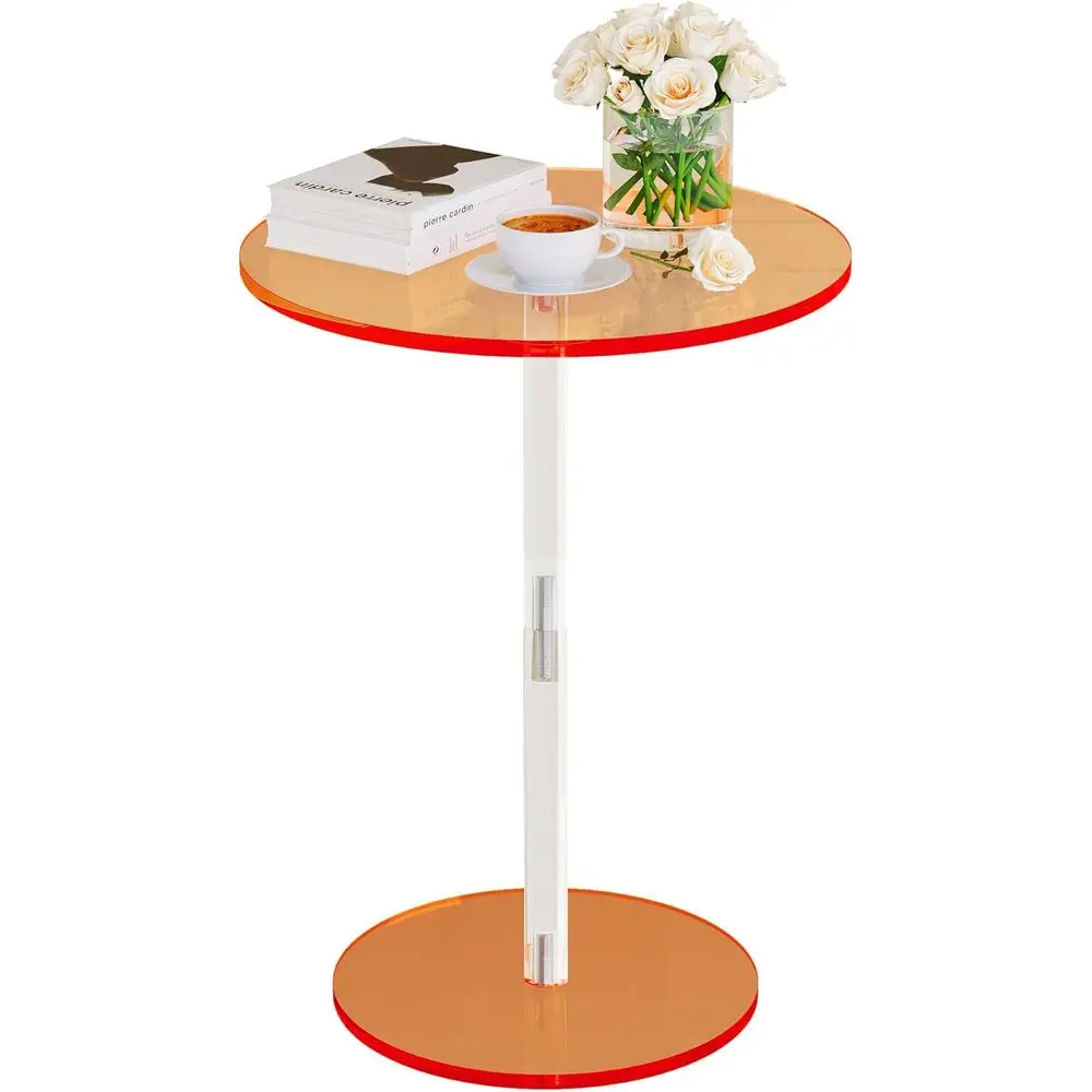 

Compact Orange Acrylic Side Table for Living Spaces, Easy Clean, Smooth Edges, Supports 20lbs