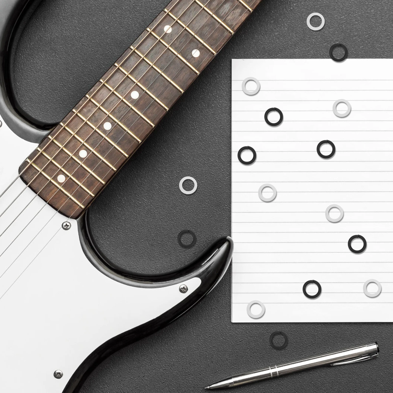 

24pcs Guitar Tuner Knob Handle Gaskets Spacers Washers Plastic Metal Mixed for Electric Guitar Tuning Peg Instruments