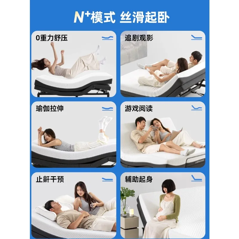 Mengangkat tempat tidur kayu solid ganda