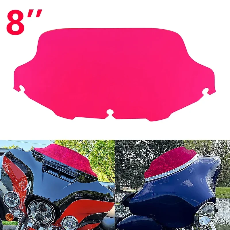 

8" Motorcycle Red Windshield Windscreen Upper Fairing For Harley Road Glide Ultra FLTRU CVO Custom FLTR FLTRX 1994-2013