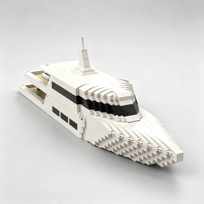 2034PCS MOC Super Yacht With Removable Dual‑Deck Luxury Marine Vessel Watercraft Model Building Blocks DIY Gifts for Adults