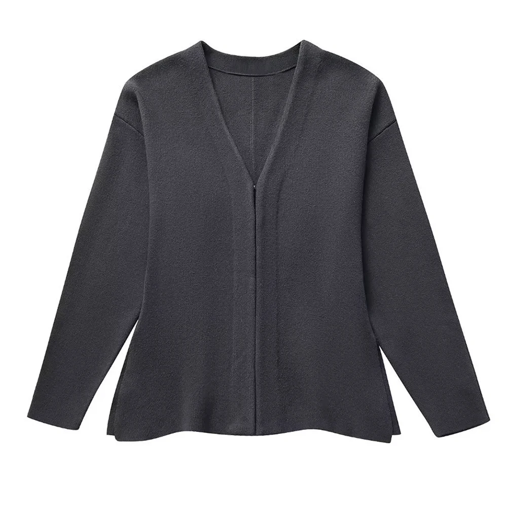 

Women's Loose-Sleeved Knitted V-Neck Jacket Mini Skirt Set Autumn European American Style Fashion