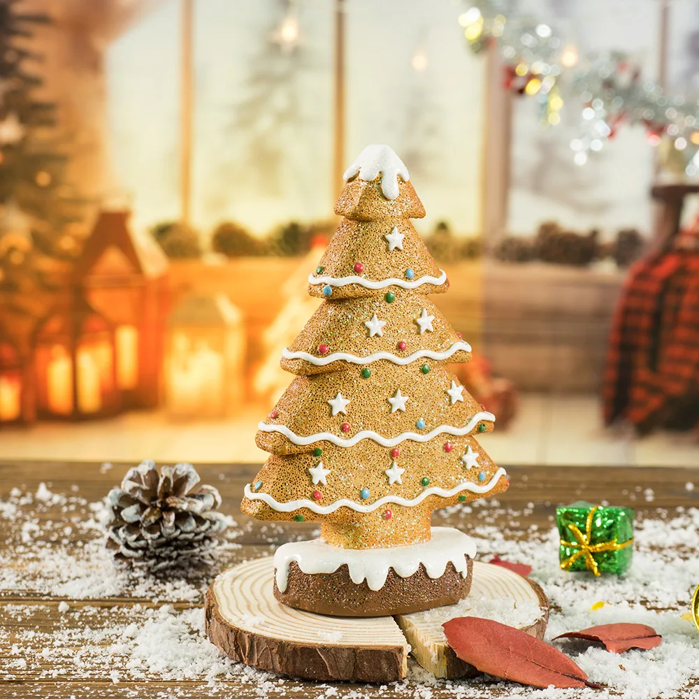 New arrival Christmas decoration gingerbread Christmas tree biscuits desktop ornaments creative scene layout resin decoration