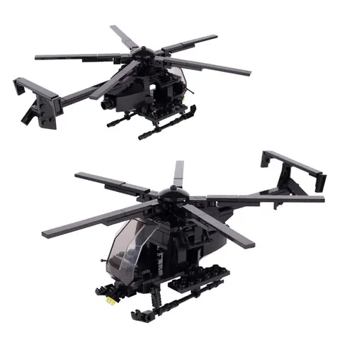 Modern Military US MH-6 Little Bird helicopter Assembling Bricks DIY Toys For Kids Children Gifts moc Blocks