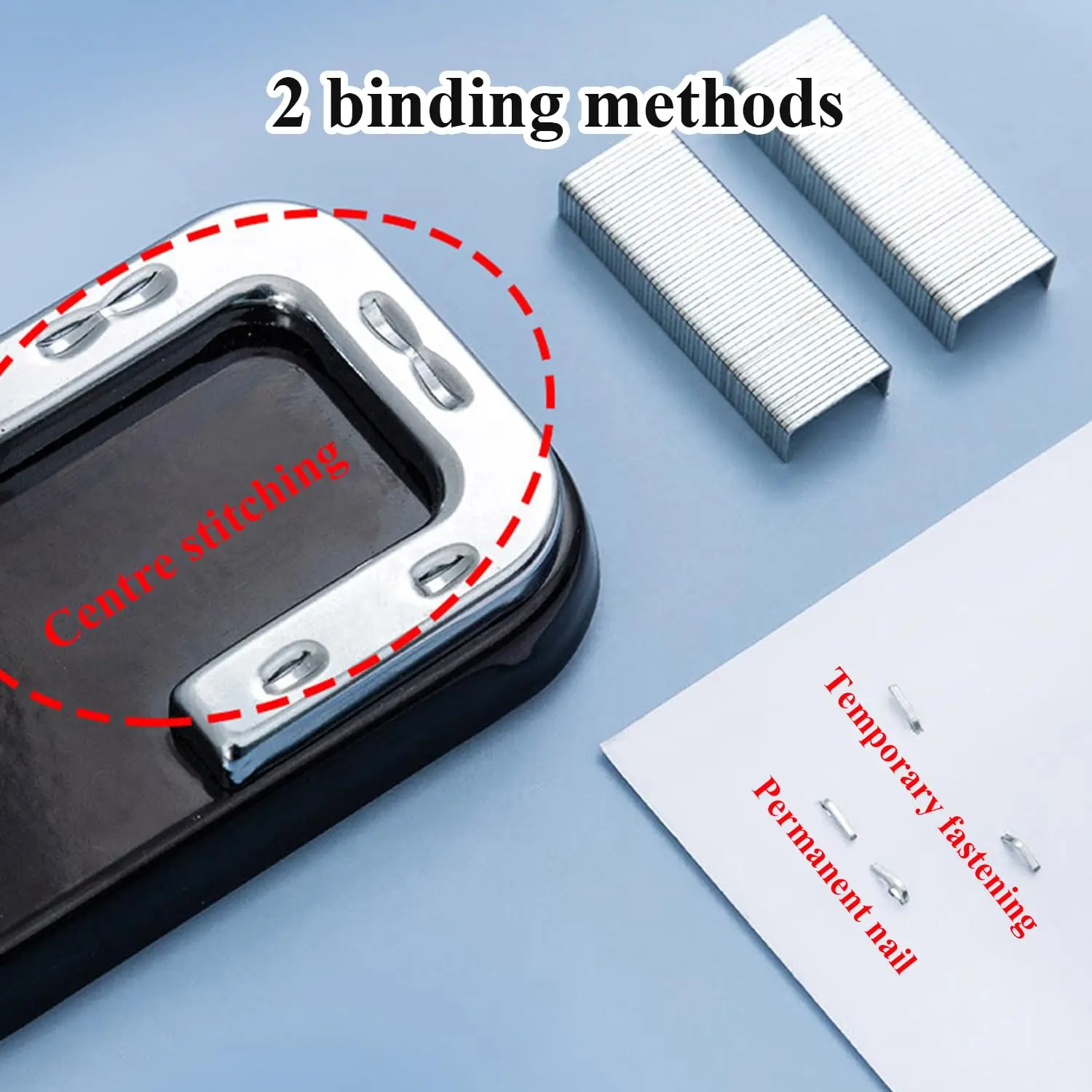 M&G Desktop Stapler Portable Stapler with 25 Sheet Capacity, 360 Rotation Design, Two Binding Modes Black/White/Blue/Green/Pink