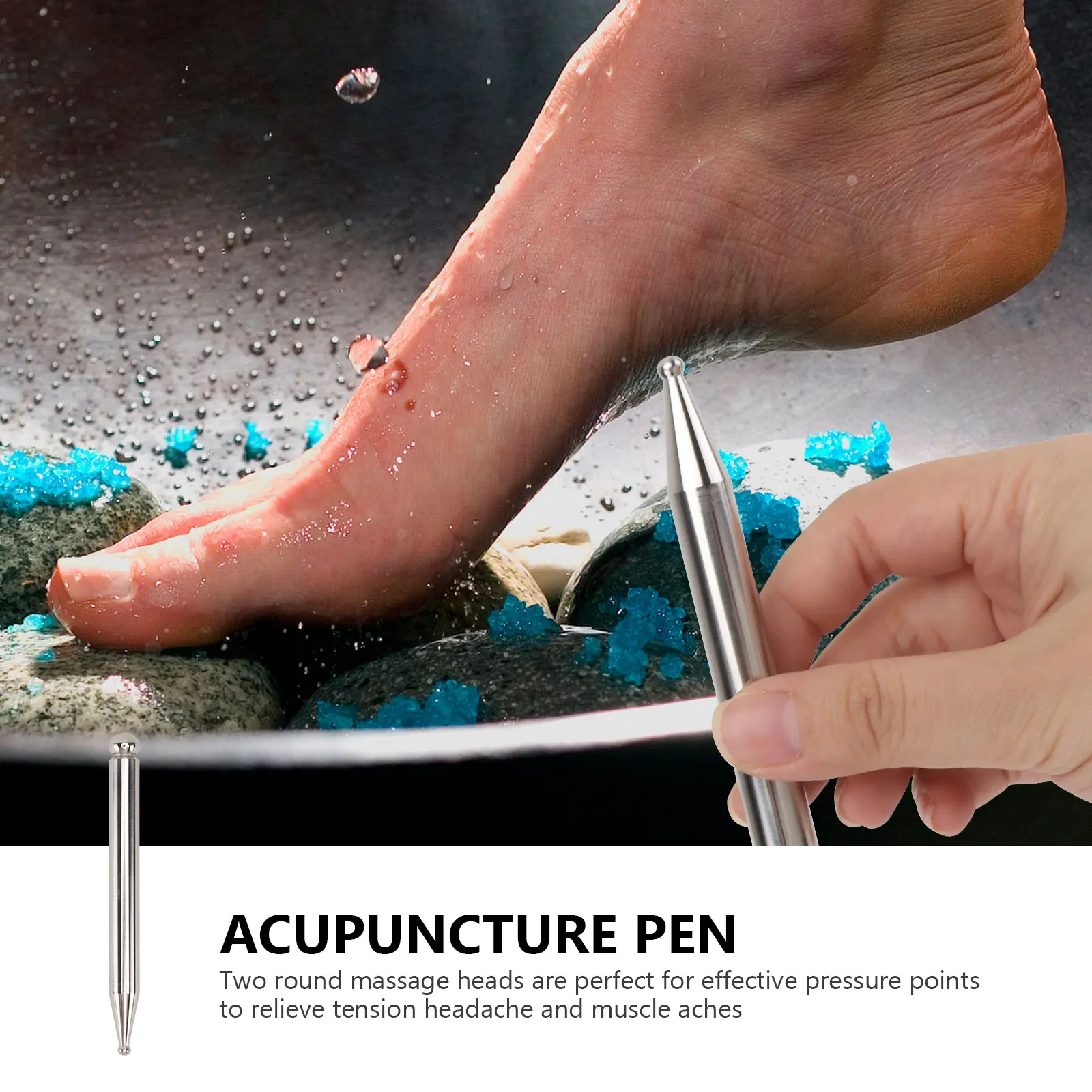 

Foot Massage Stick Acupuncture Bar Pen Massager Stainless Steel Body Manual Pressure Points Relief Portable Hand Back Neck