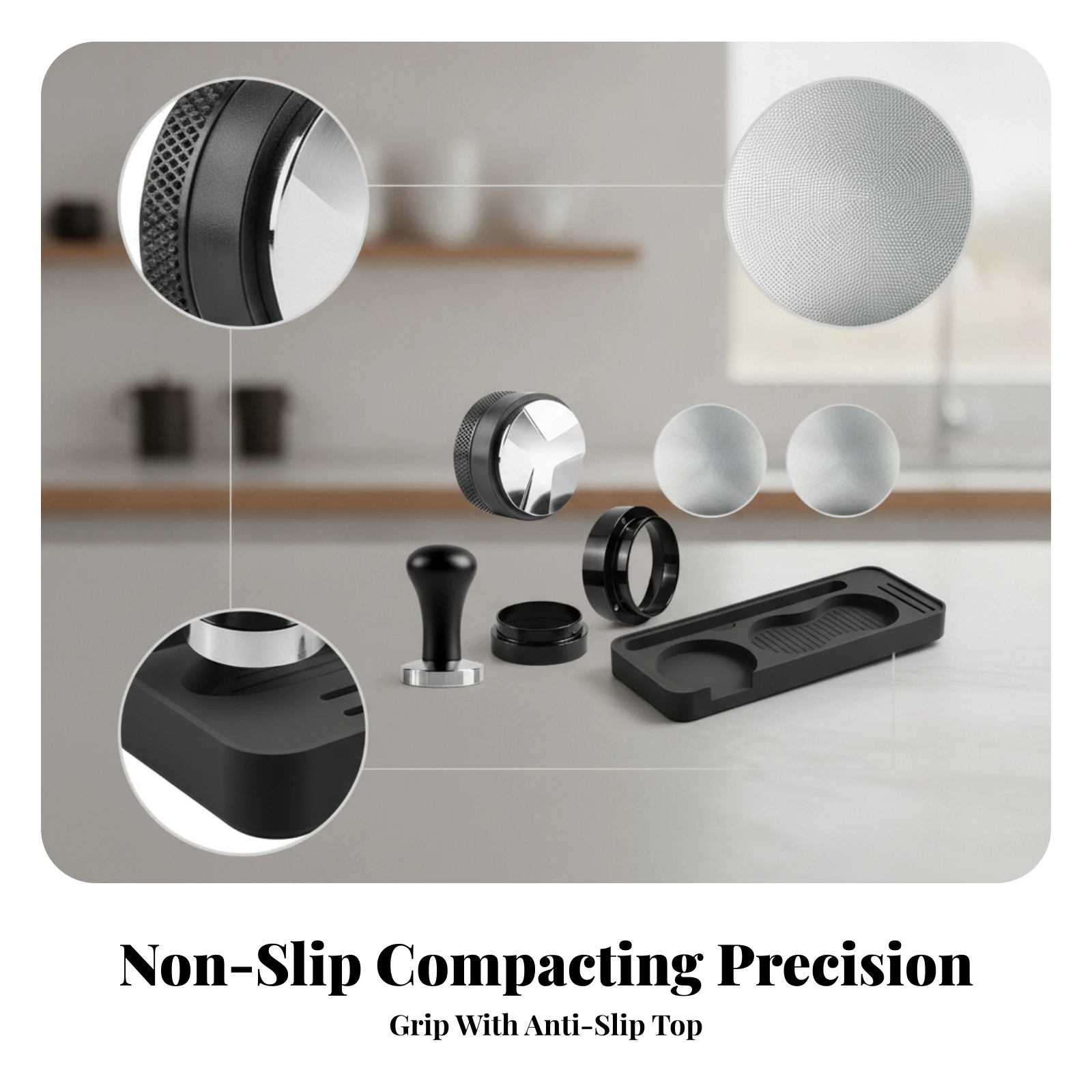 6 Pieces Coffee Tamping Set Matte Black Portafilter Tool Set Tamping Tool Even Extraction Brew Gear Puck Screen