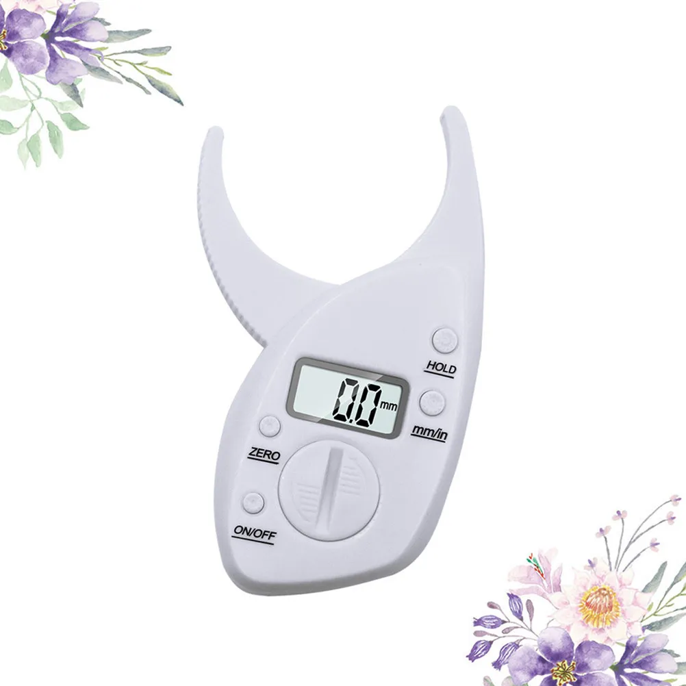 Body Fat Caliper Clip LCD Display Teller Accurate Reliable Easy Use Portable Practical White Fat Caliper Clip LCD Display Teller