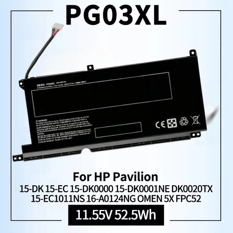 PG03XL 11.55V 4323mAh Laptop Battery for HP Pavilion Gaming 5/6 Max TPN-C141 Q229 Q241 Q284 15-DK 15-EC 15-DK0000 15-DK0001NE