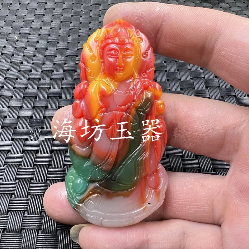 

Natural Color Handmade Carved Guanyin Jade Pendant, Fashionable Boutique Jewelry, Men's and Women's Bodhisattva Necklace