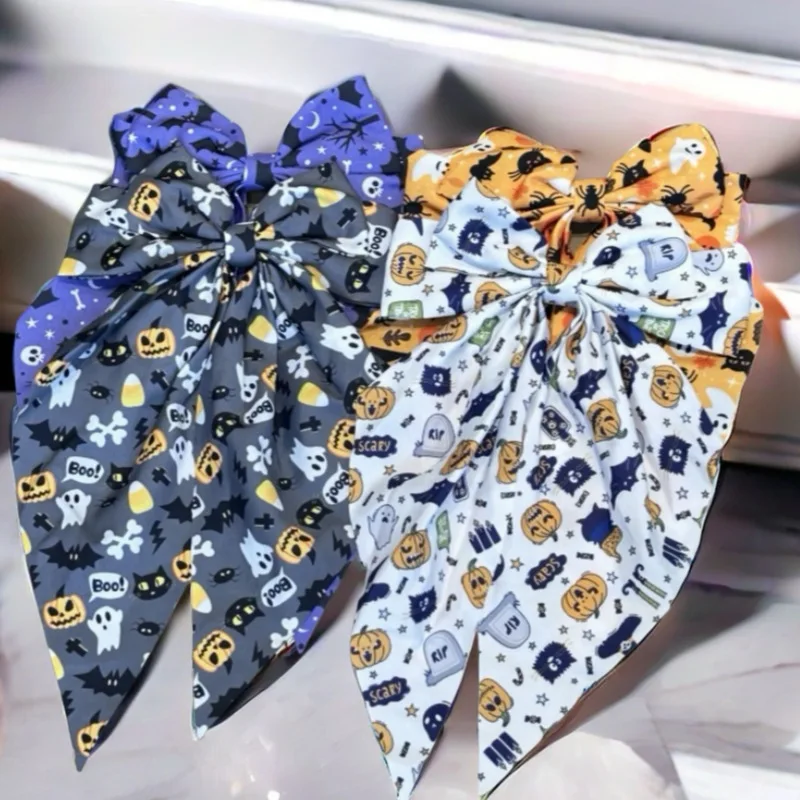 

Girl Halloween Pumpkin Ghost Funny Ghost Pattern Printed Butterfly Spring Clamp Dark -Style Hair Clip for Woman Accessory