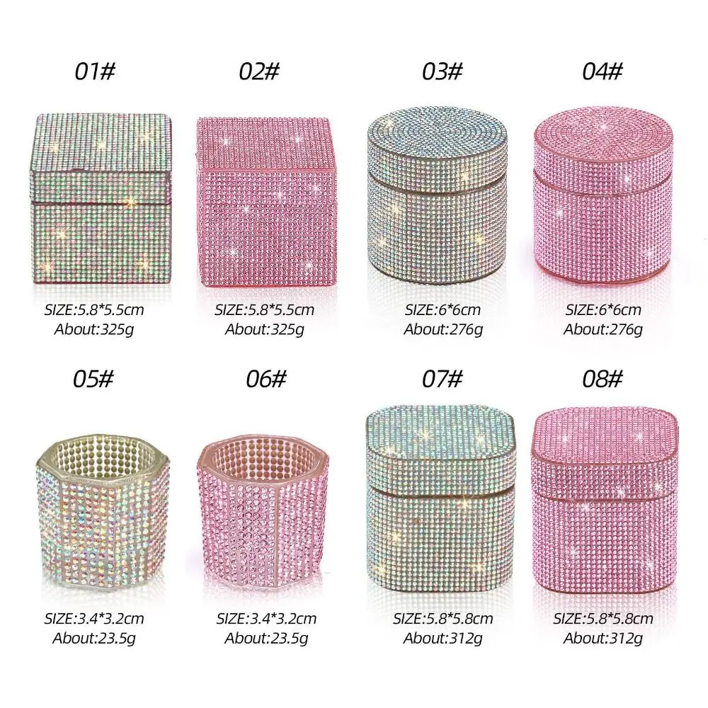 新しいスクエアラインストーンネイルカップ透明ソリッドカラーネイルアートクリスタルカップガラス洗浄容器DIY