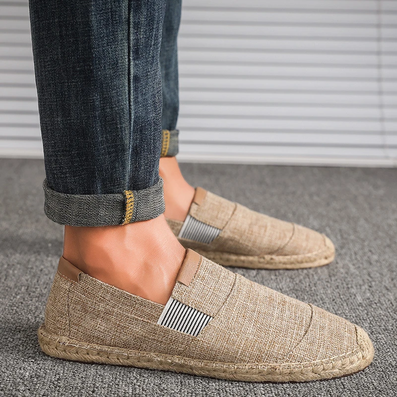 Straw Woven Shoes Canvas Grass Casual Comfortable Versatile Flat Cloth Shoes Shallow Mouth One Foot Pedal Shoes Spring Autumn