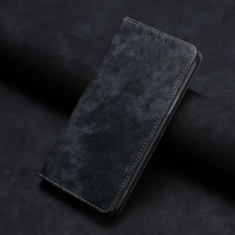 Кожаный чехол-книжка с магнитной подставкой и отделениями для карт для Xiaomi Poco X6 Pro