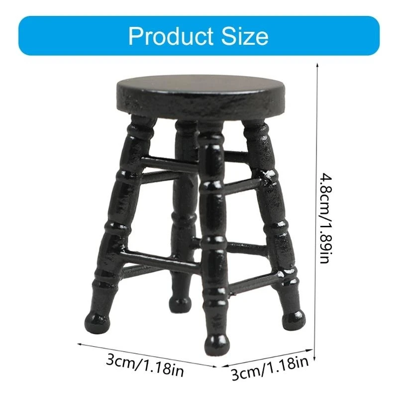 

Chair Model Round Top Stool for Doll House Realistic Mini Size Collection Toy